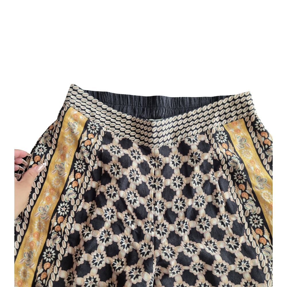 Ranna Gill Printed Linen Wide-Leg Pants Size: M - Picture 4 of 8